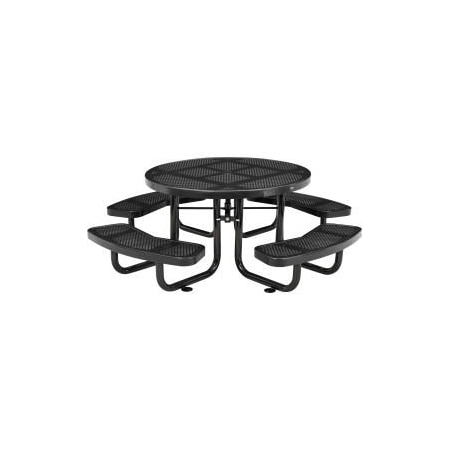 Global Equipment Round Kids Picnic Table, Black, Perforated Metal, 46 in L 262078KBK